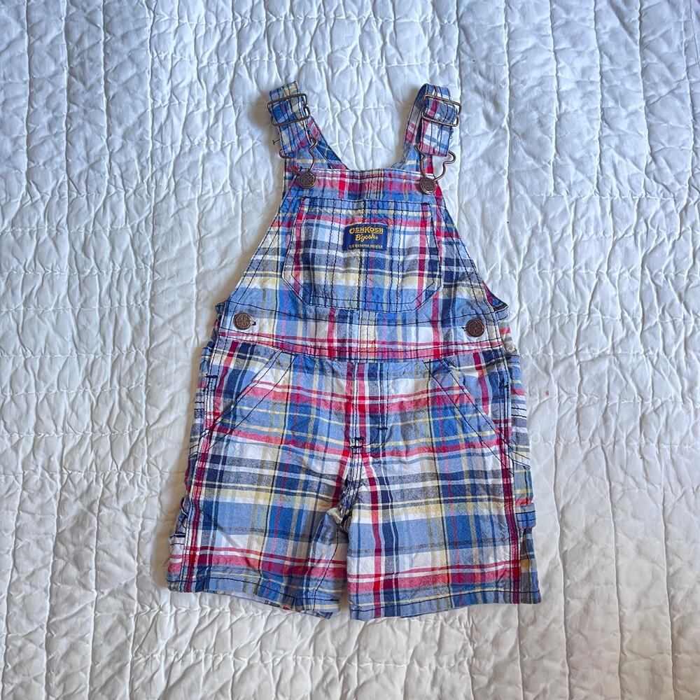 OshKosh B'gosh Baby Boy's Plaid Short Overalls 12m